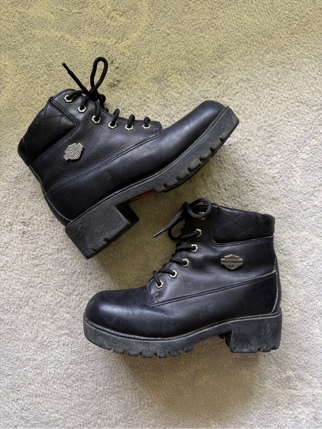 Harley Davidson Black Women’s Leather Lace-Up Boots Vintage Size 8